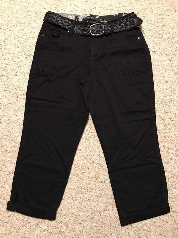 One 5 One Women's Braided Belt Crop Pants Black Size 6 gallery