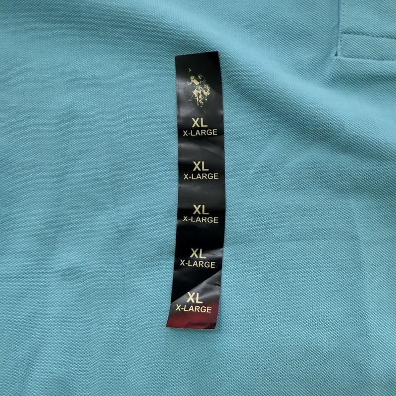 U.S. Polo Assn. Men's XL Blue Solid Knit Polo Shirt Short Sleeve Logo Collar gallery