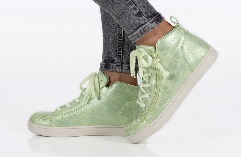 NEW Billy Footwear Women Sneaker Mid Top Zip Up Green Adaptive Size 9.5 W KF26