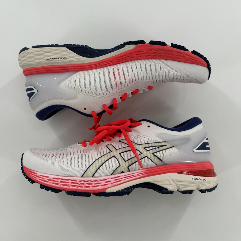 ASICS GEL-Kayano 25 Shoes Womens Size 9 White Pink Running Sneakers 1012A026