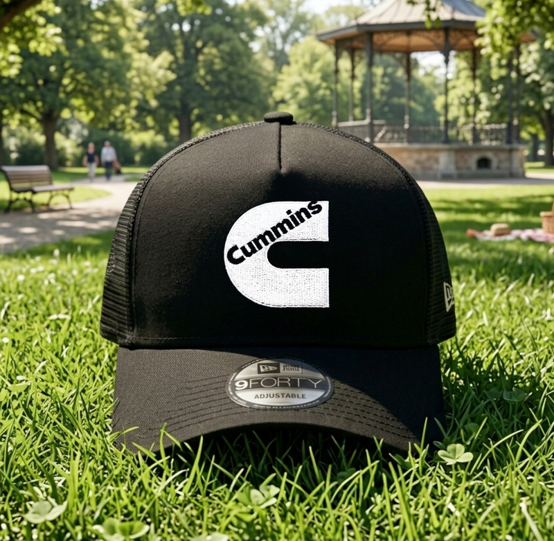 Cummins Turbo Diesel Black Trucker Hat Embroidered Logo Mesh Snapback