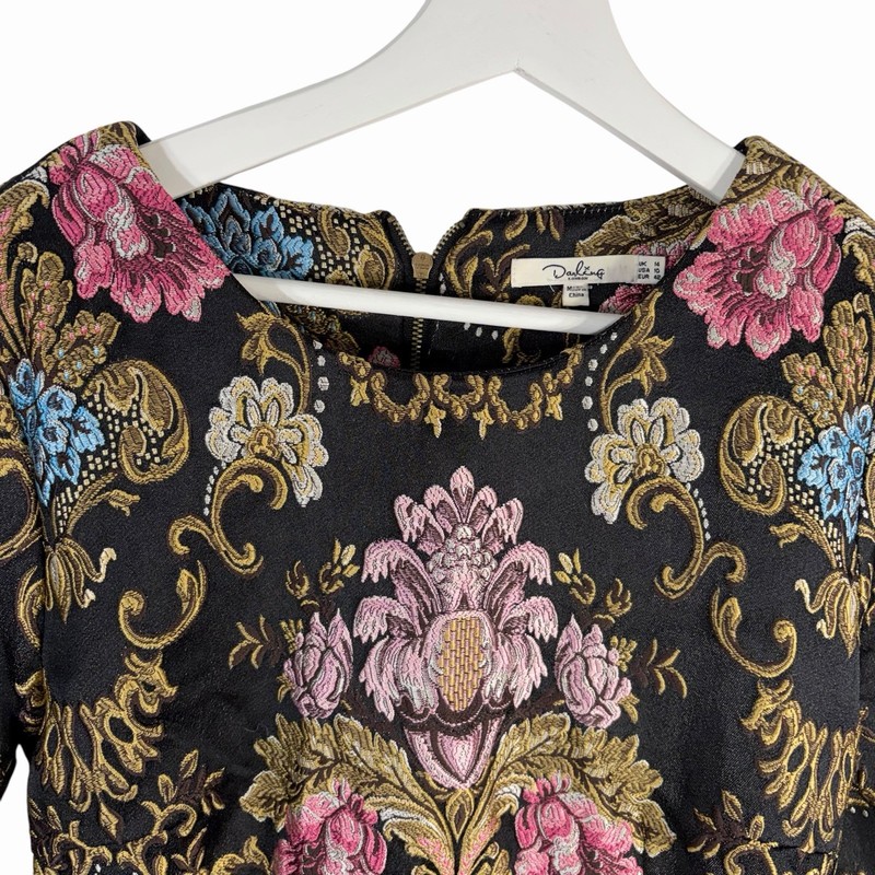 Darling London Hepburn Dress Black Brocade Shift US 10 UK 14 gallery