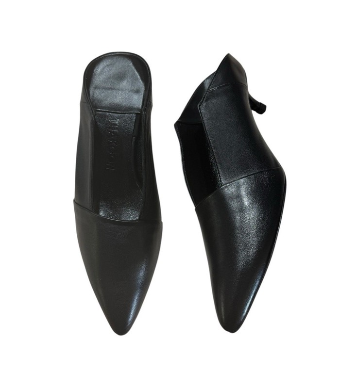 THAKOON Kitten Heel Mule Black Leather New Size 37 US 6