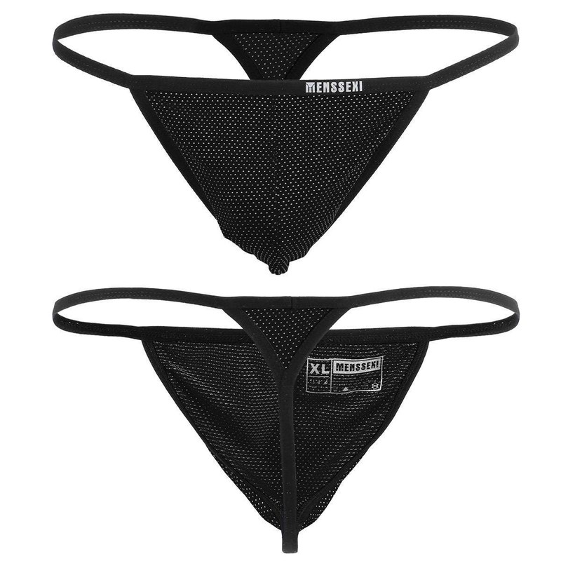1-3Pcs Sexy Mens T-Back G-string Thong Bikini Underwear Mesh Sheer Pouch Thongs