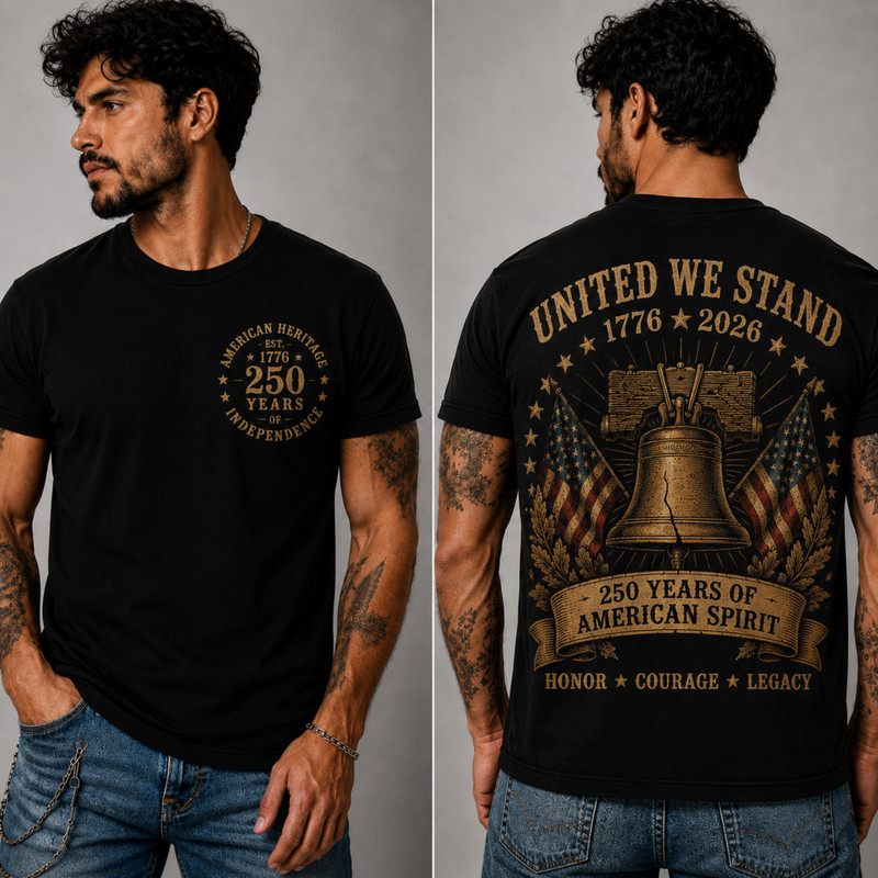 United We Stand Shirt 250th Anniversary 1776 2026 Patriotic Liberty Bell (S-5XL)
