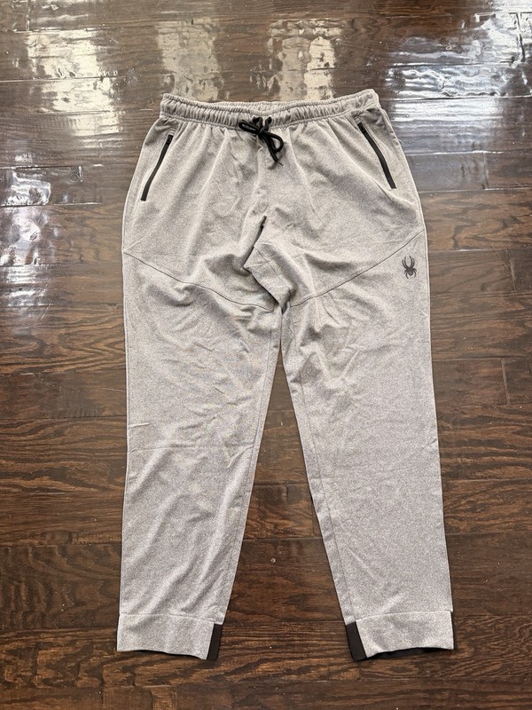 Spyder Men’s Active Gray Jogger Pants with Drawstring and Pockets