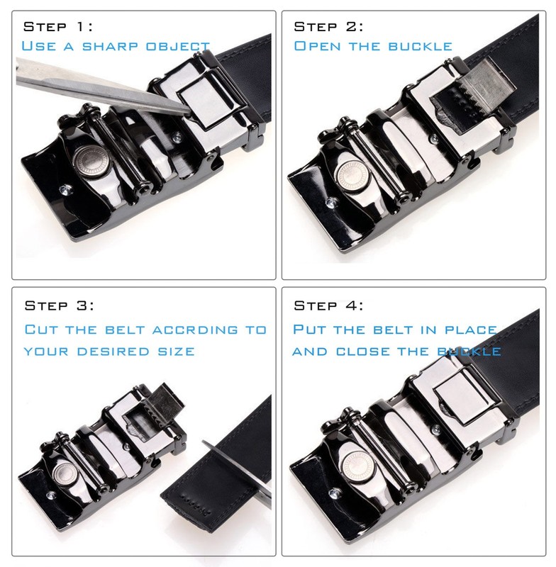 Genuine Real Leather Mens Ratchet Belt Belts For Men Adjustable Automatic Buckle gallery