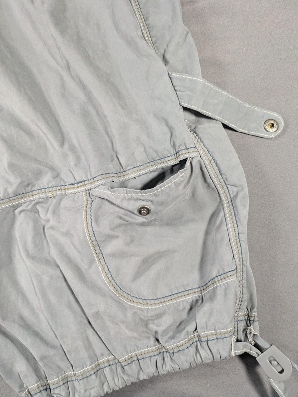 Joujou Cargo Pants Womens LG Gray 34W 25L Wide Leg Zip Pockets Grunge Straps Y2K gallery