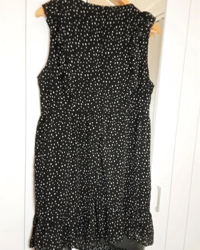 New Look Black Polka Dot Ruffle Dress – UK 14 gallery