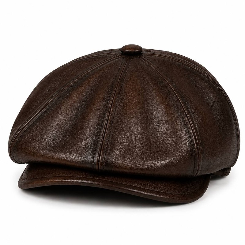 Soft Lambskin Leather Flat Cap Gatsby Newsboy Hat Warm Winter Ivy Cap gallery