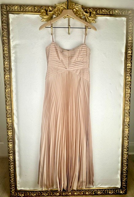 Club Monaco Satin Pink / Blush Pleated Occasion Maxi Dress Women’s Sz 2 NWT