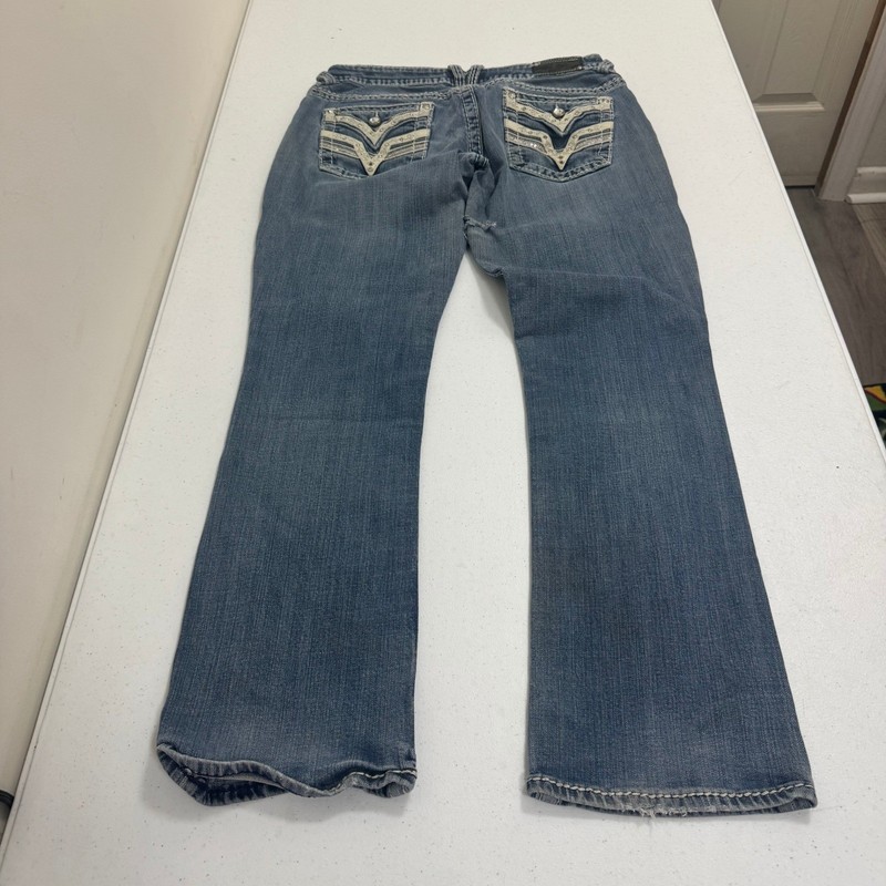 Vigoss The Dallas Slim Boot Jeans Medium Wash Embellished Thick Stitch 31x31 gallery