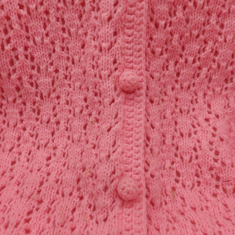 The Halle Bros Co Pink Knit Crochet Cardigan Medium / Large Lined Japan READ gallery