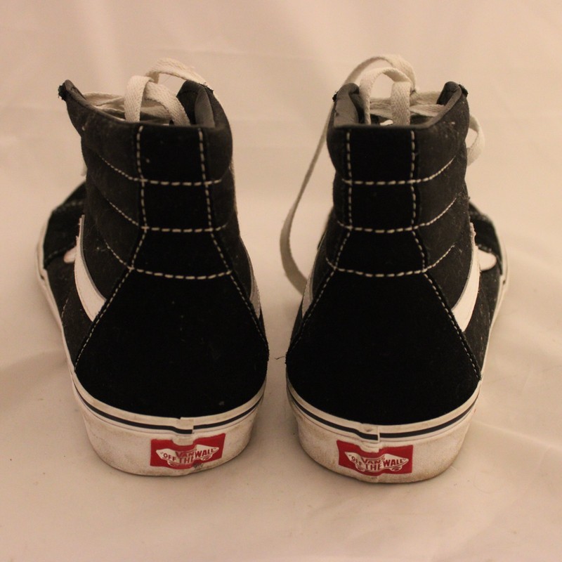 Vans Skate Sk8-Hi Men's Size 10 Black Suede White Shoes gallery