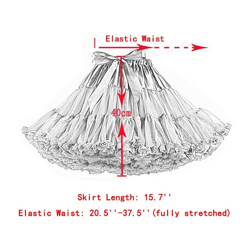 Womens Tulle Petticoat Tutu Skirt 3 Layer Pleated Puffy Party Cosplay Black gallery