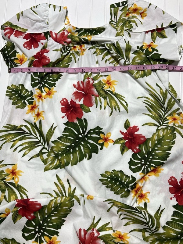 Puanani RJC Hawaiian 100% Cotton Muumuu Midi Dress L Made In USA Hibiscus gallery