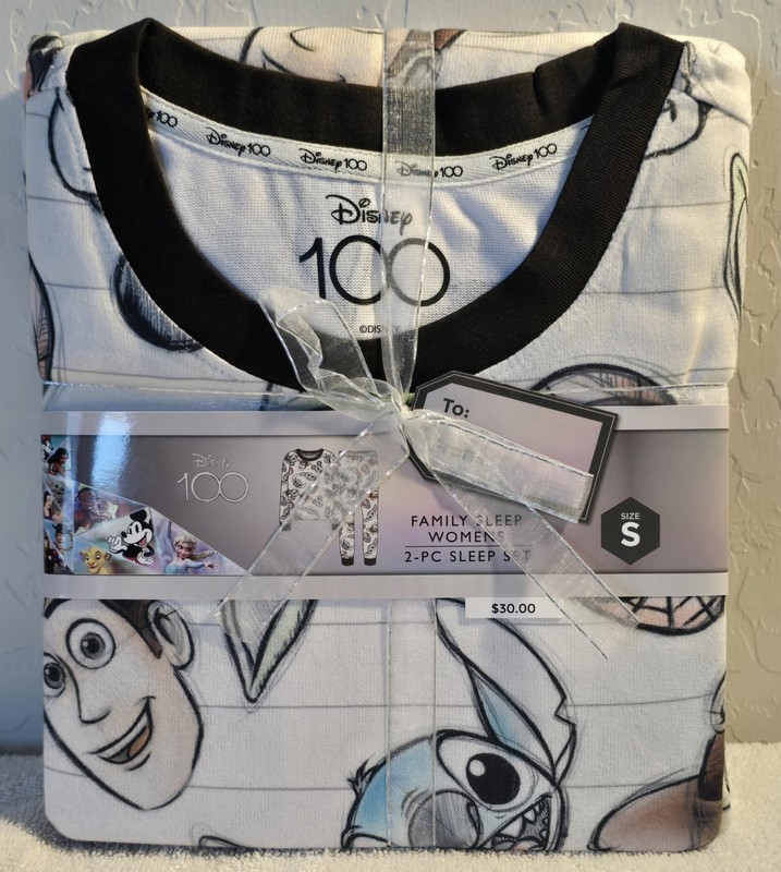 Women’s Disney 100 Character Mash Up 2pc Matching Family Pajama Set – White S