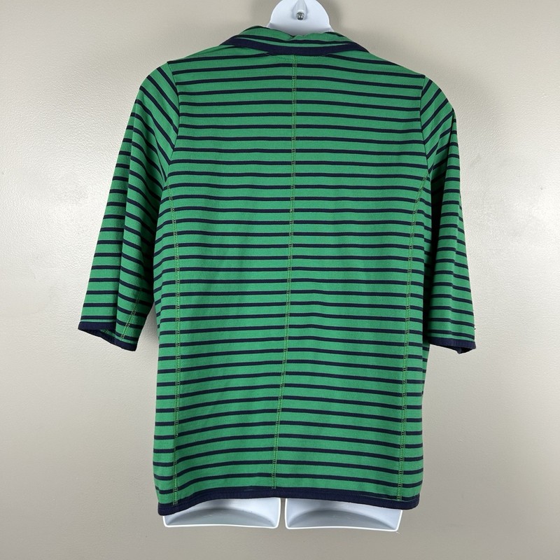 Woman Within Jersey Knit Blazer Womens 18/20 Large Green &Navy Stripe Preppy gallery
