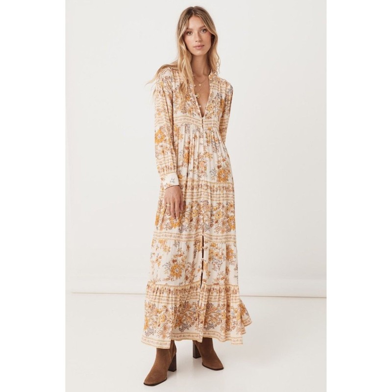 Spell Meadowland Maxi Dress Size M AU 10-12 US 6-8 Print Long Sleeve Duster gallery