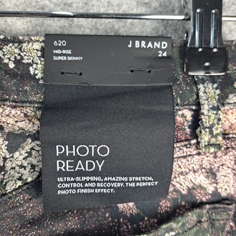 J Brand Jeans Womens 24 Black Floral Print Super Skinny Mid Rise NEW 8951 gallery