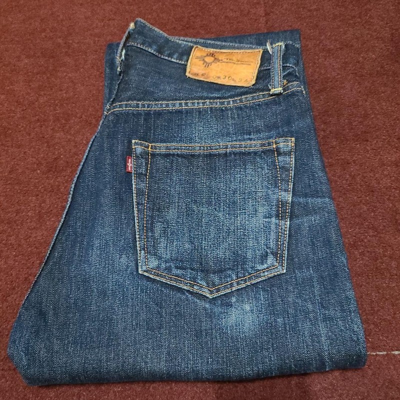 Two Moon XX Denim W30 Leather Patch Chain Stitch Straight Jeans