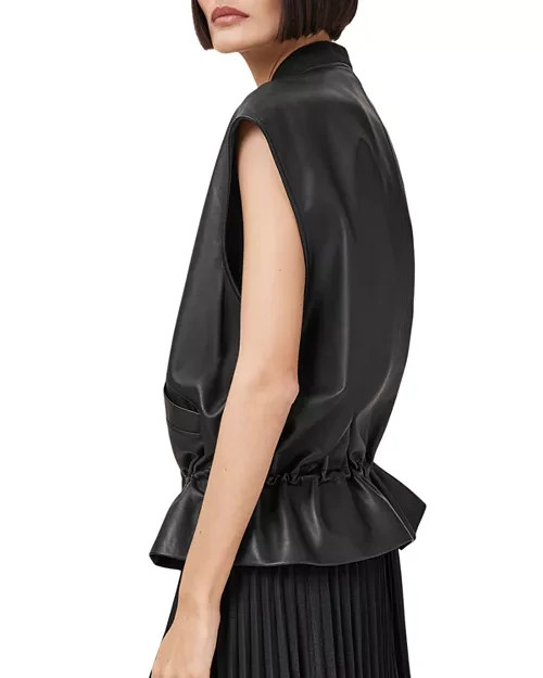 NEW, AllSaints Sofi Lea Gilet Jacket in Black Size 2 #SJ1799