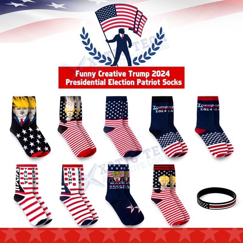 Donald Trump 2024 President MAGA Socks Men’s Women’s Cotton Novelty Crew Socks