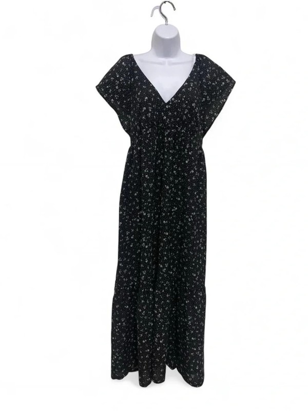 Universal Thread Black with White Floral Print Maxi Dress in size M