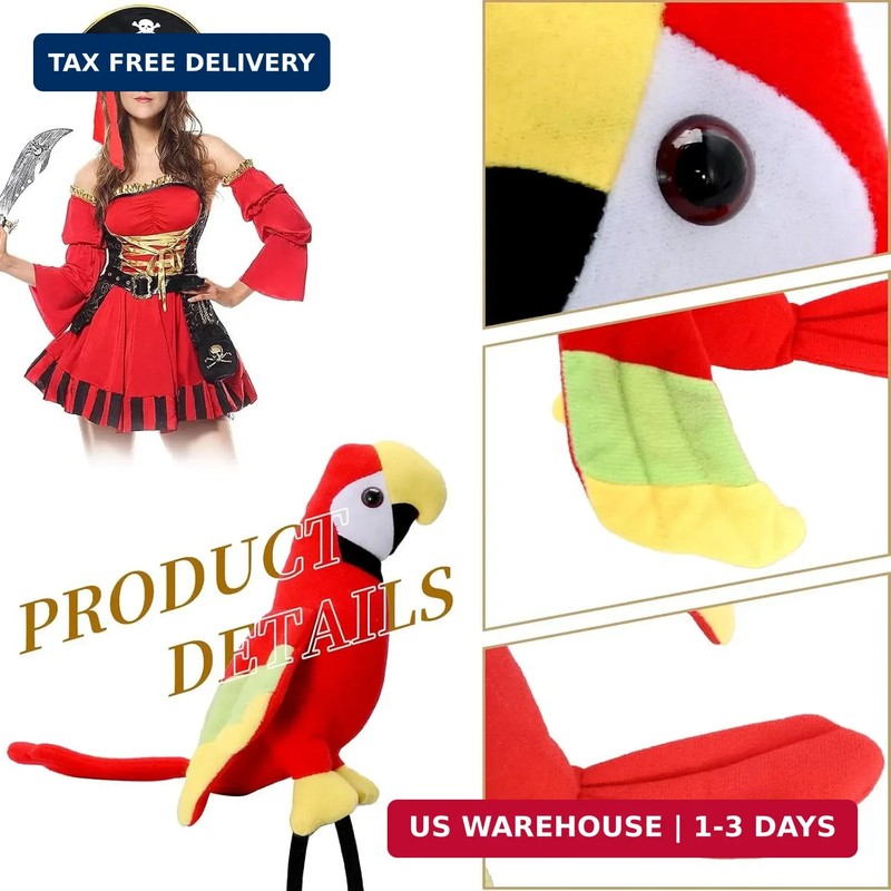 2PCS Pirate Hat + Parrot Decoration Cosplay Props Pirate Skull Print Party Hat A gallery
