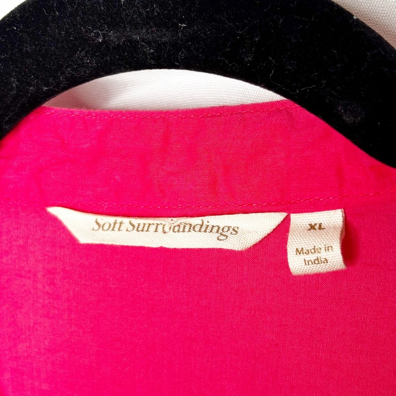 Soft Surroundings Hot Pink Embroidered Mixed Button Front Tunic Top Size XL gallery