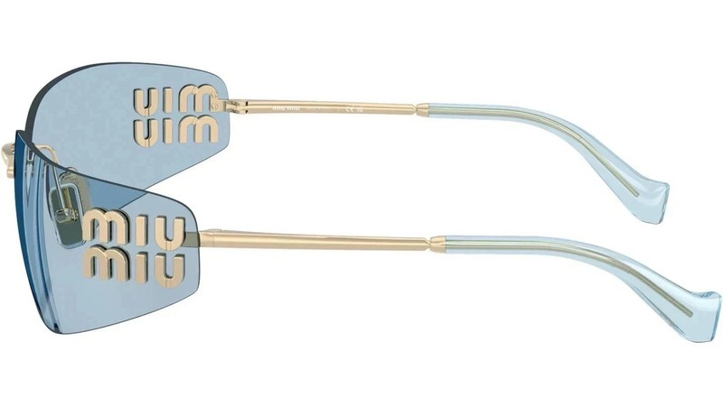 Miu Miu MU A51S ZVN10P Gold Light Blue Lens Women Wrap Sunglasses New 100%