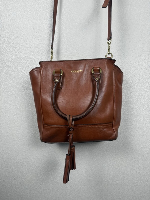 Coach Legacy Leather Mini Tanner Satchel Crossbody Bag Brown Tassel Purse