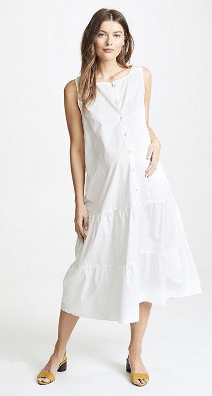 Hatch Maternity Women’s THE ELENORE DRESS White Cotton Poplin Size 0 (XS/0-2)NEW