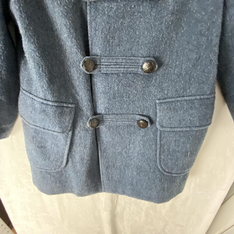 Lodenfrey Coat Womens Medium Blue Wool Double Breasted Peacoat Made in Germany gallery