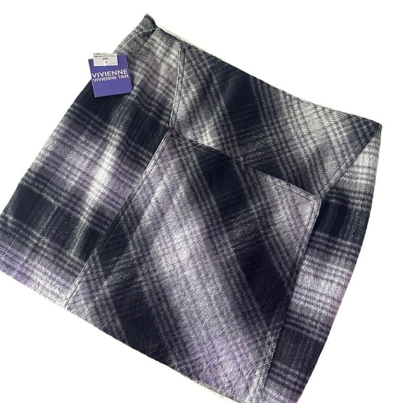 Vivienne Tam Plaid Mini Skirt Black Dark Academia Grunge Preppy Clueless Size 8