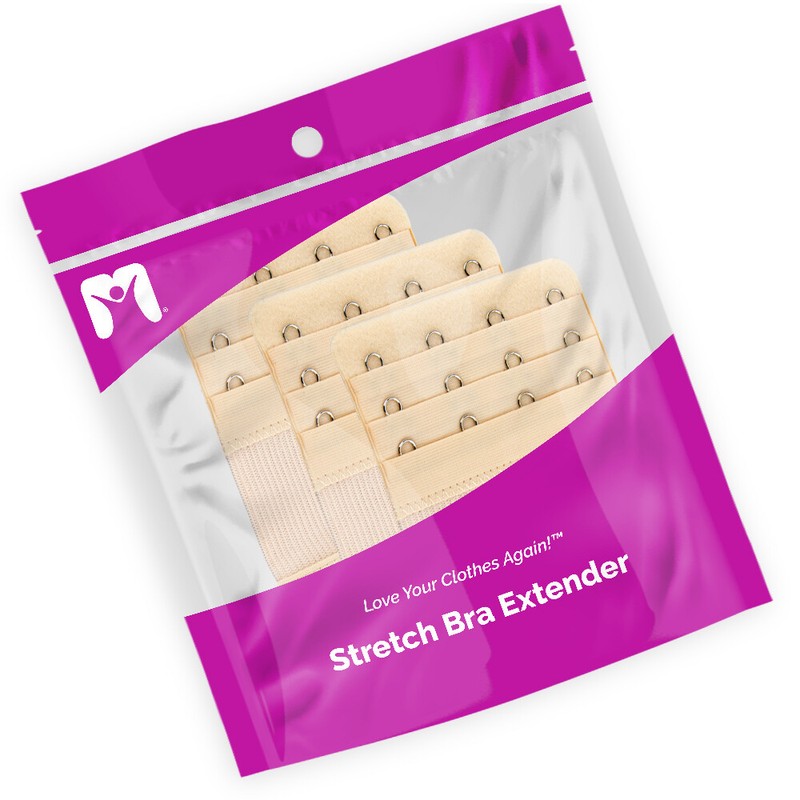 More of Me to Love Stretch Bra Extender 3-Pack, Beige, 2/3/4-Hook Style, Elastic gallery