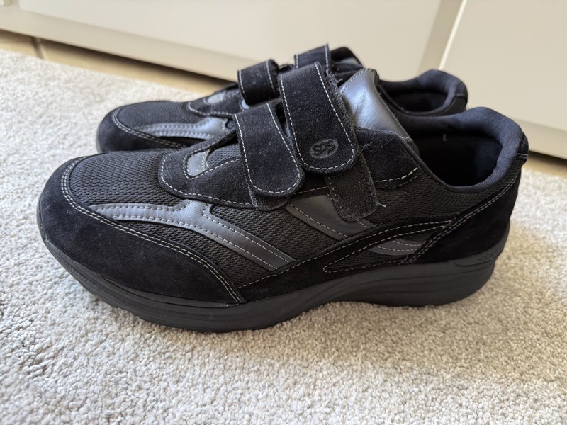 SAS Mens Mesh Black Suede Hook and Loop Tennis Walking Shoes Sneakers 13 Wide