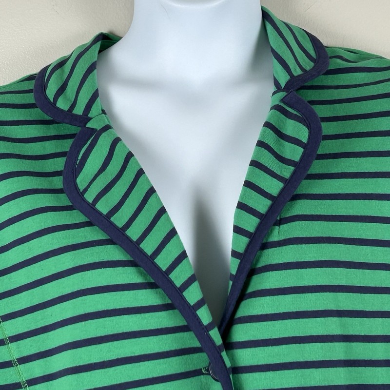 Woman Within Jersey Knit Blazer Womens 18/20 Large Green &Navy Stripe Preppy gallery