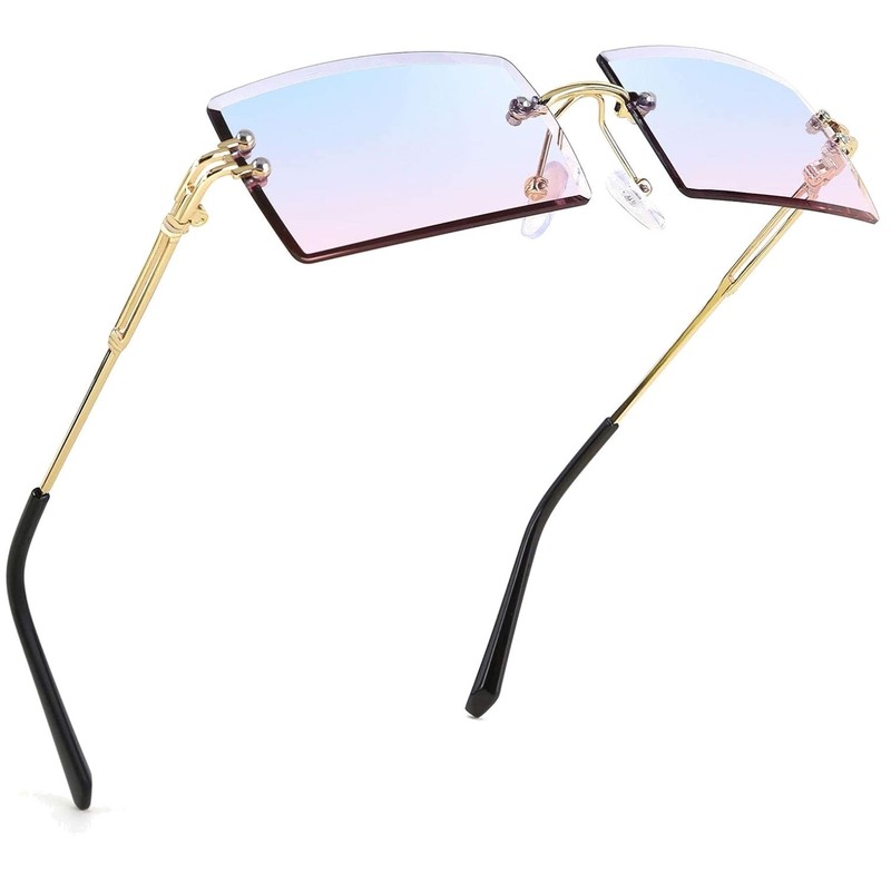 Vintage Candy Color Rectangle Sunglasses Blue Pink