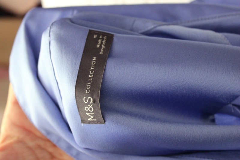 M&S Collection Satin Look Periwinkle Shirt Summer City Academia UK 16 EUR 44 gallery