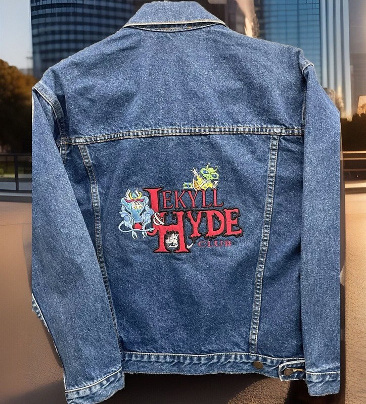 🔥 Eerie World • Jeykyll And Hyde Club • Embroidered Blue Jean Jacket • Sz S