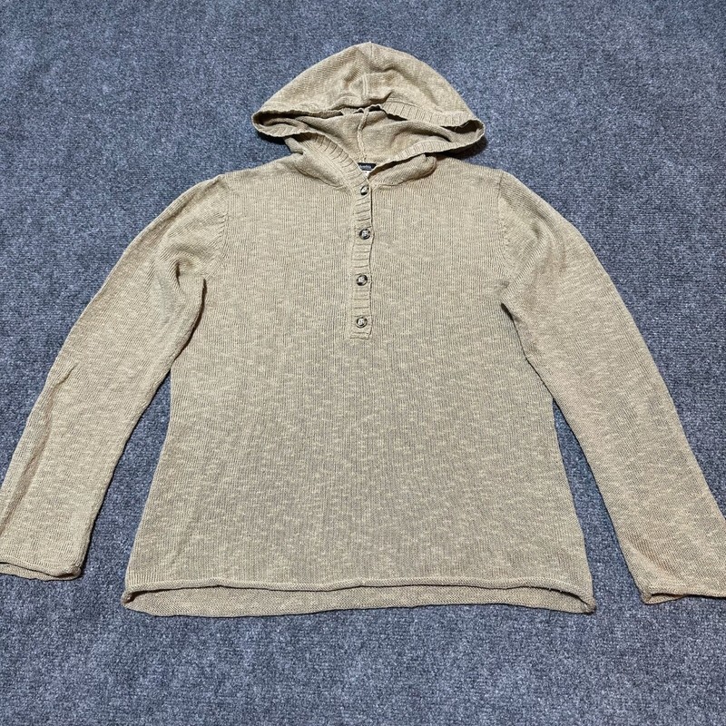 Columbia Hoodie Womens Medium Khaki Ramie Pullover Sweatshirt Henley XCO