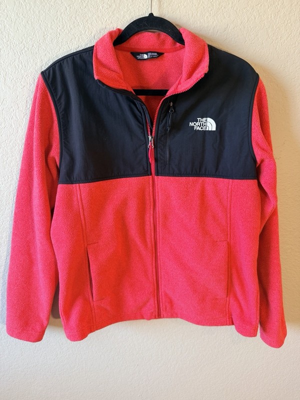 The North Face Men’s Full Zip Fleece Jacket Red/Black Size S Stand-Up Collar