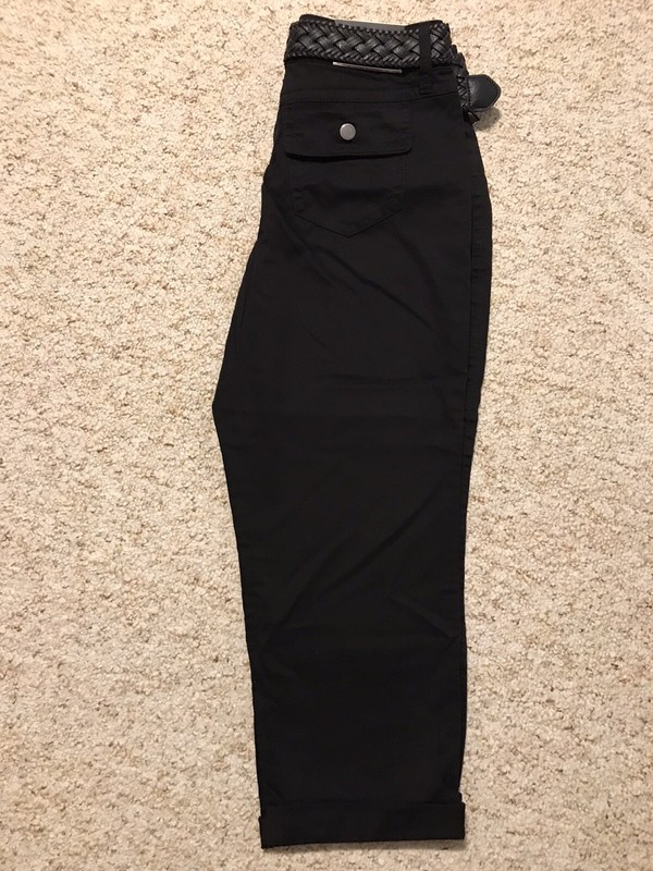 One 5 One Women's Braided Belt Crop Pants Black Size 6 gallery