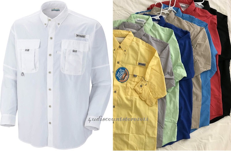 NEW COLUMBIA MEN BAHAMA LONG SLEEVE SHIRT, XS-S-M-L-XL-XXL