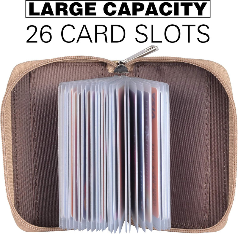 Credit Card Holder Zipper Wallet with 26 Card Slots Capacity RFID Blocking gallery