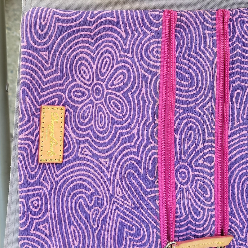 Dooney & Bourke VTG Purple Floral Small Crossbody Bag Zip, Pink Lining, Strap