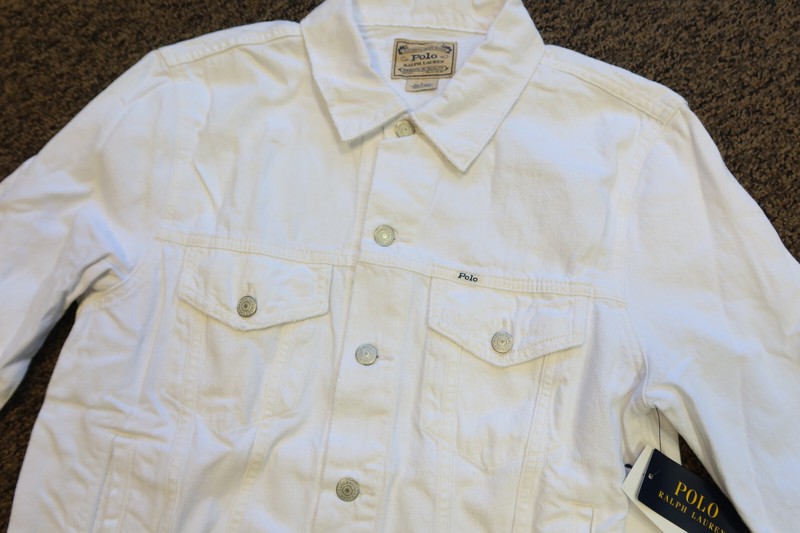 New Polo Ralph Lauren Mens Original Distressed Denim Trucker Jacket White MEDIUM gallery