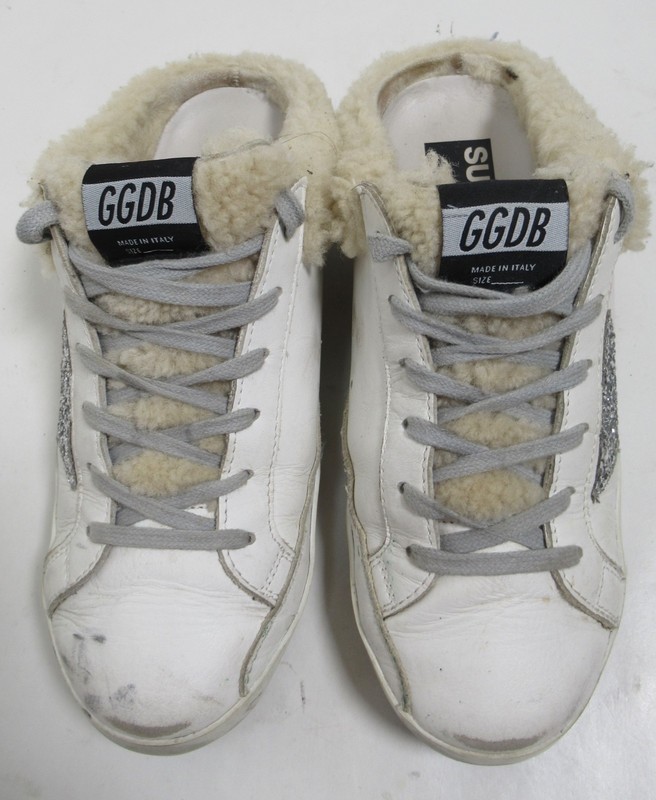 Golden Goose Women's Super-Star Sabot In White Leather and Shearling Lining 7.5 gallery