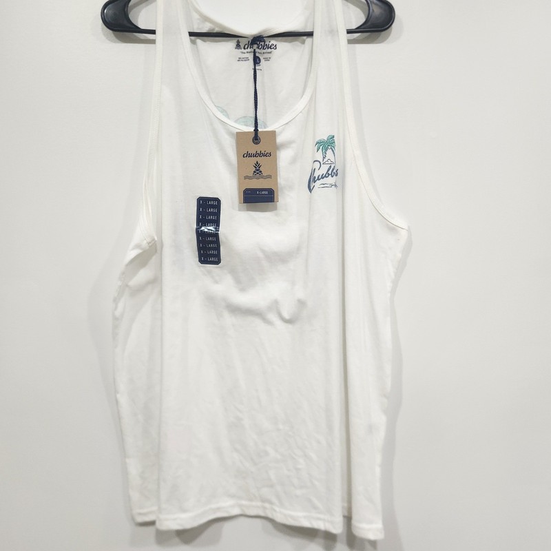 Chubbies Mens XL White Graphic Tank Top Tiger Hammock Tropical Palm Tree NWT